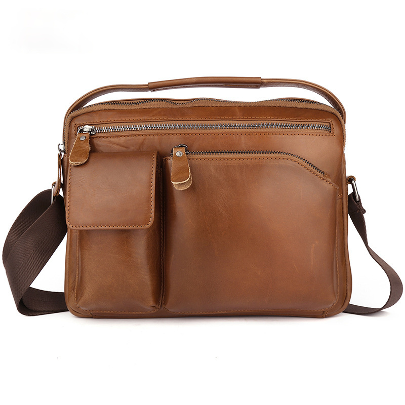 New Fashion Small Casual Leather Briefcase X1005-Leather Briefcase-Brown-Free Shipping Leatheretro
