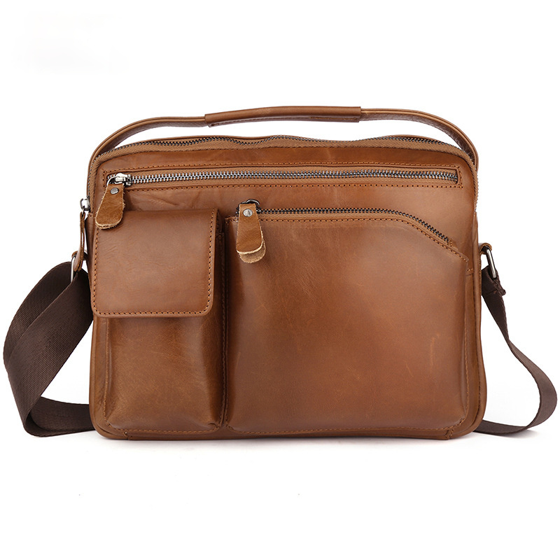 New Fashion Small Casual Leather Briefcase X1005-Leather Briefcase-Coffee-Free Shipping Leatheretro