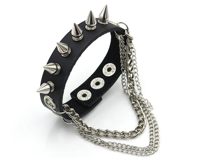 Punk Style Rivet Leather Bracelets-Bracelets-Black-Free Shipping Leatheretro