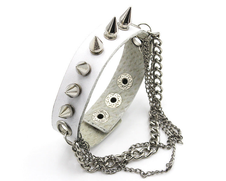 Punk Style Rivet Leather Bracelets-Bracelets-White-Free Shipping Leatheretro