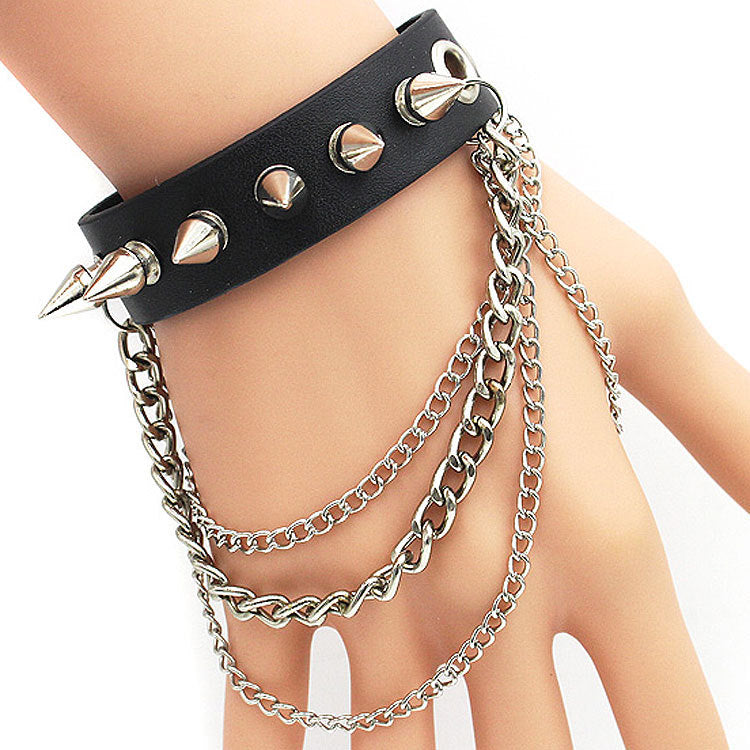 Punk Style Rivet Leather Bracelets-Bracelets-Red-Free Shipping Leatheretro