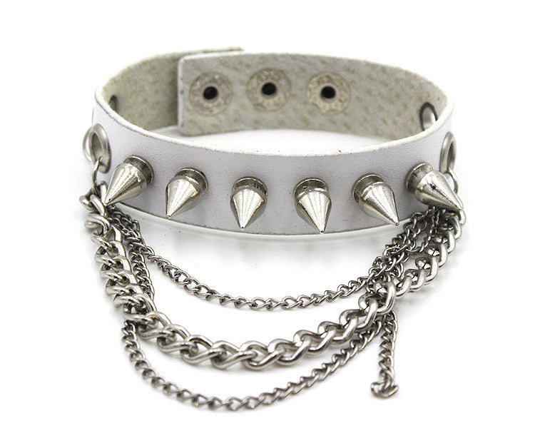 Punk Style Rivet Leather Bracelets-Bracelets-Red-Free Shipping Leatheretro