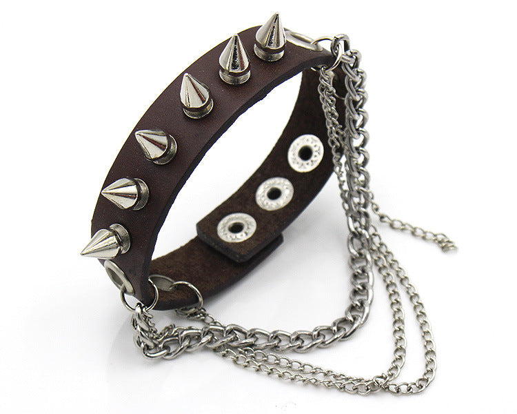 Punk Style Rivet Leather Bracelets-Bracelets-Coffee-Free Shipping Leatheretro