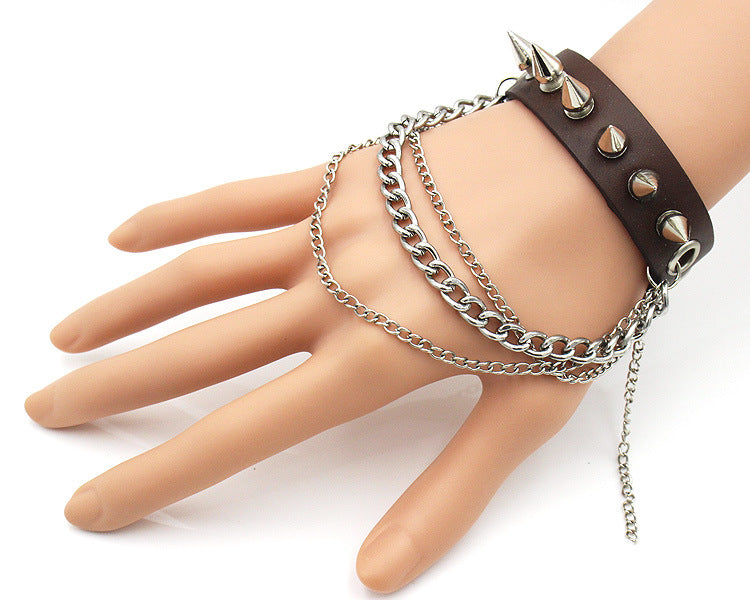 Punk Style Rivet Leather Bracelets-Bracelets-Red-Free Shipping Leatheretro