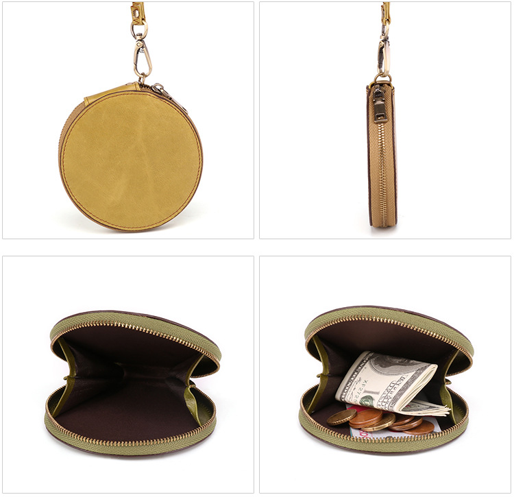 Cute Round Leather Changes Wallets K058-Leather Purses-Coffee-Free Shipping Leatheretro