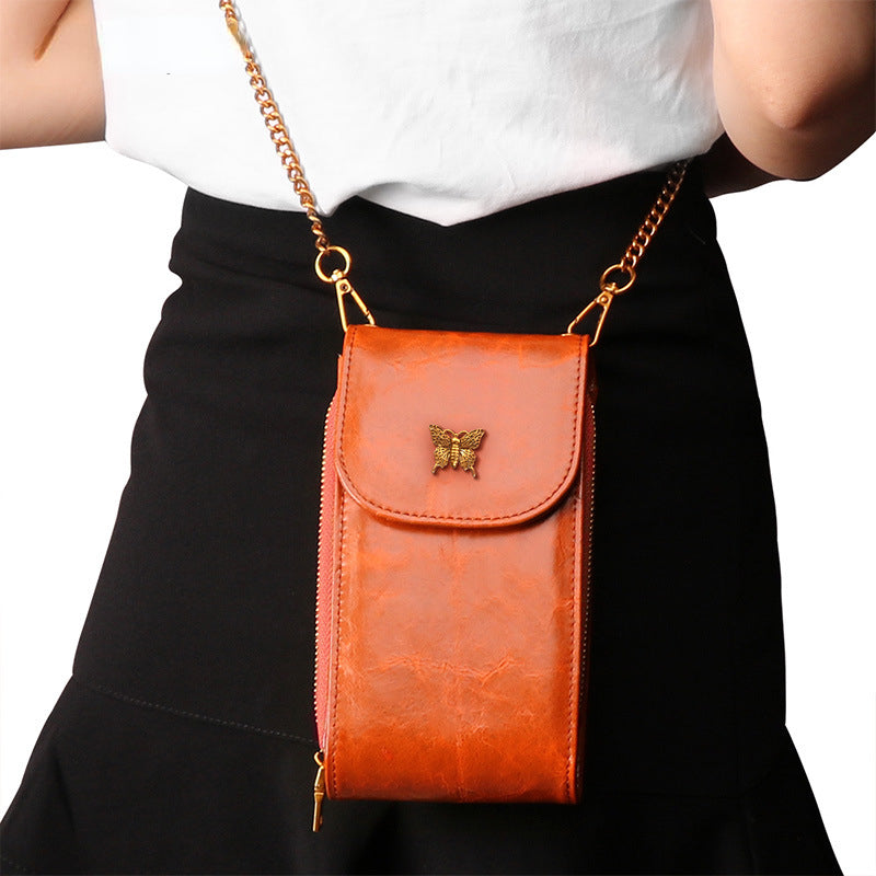 Vintage Chain Crossbody Leather Mini Cellphone Bags 8726-Handbag & Wallet Accessories-Red-Free Shipping Leatheretro