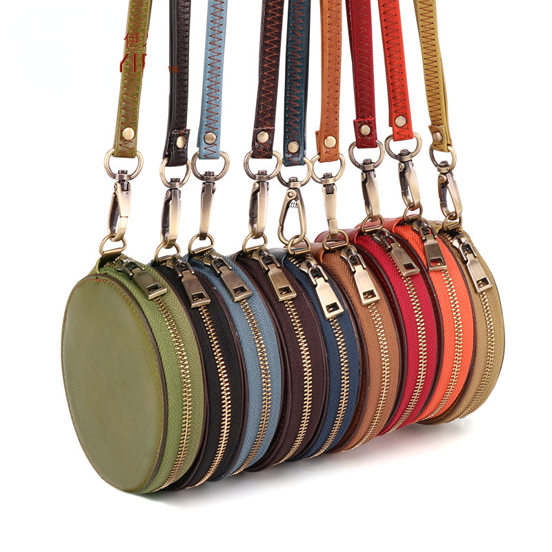 Cute Round Leather Changes Wallets K058-Leather Purses-Coffee-Free Shipping Leatheretro