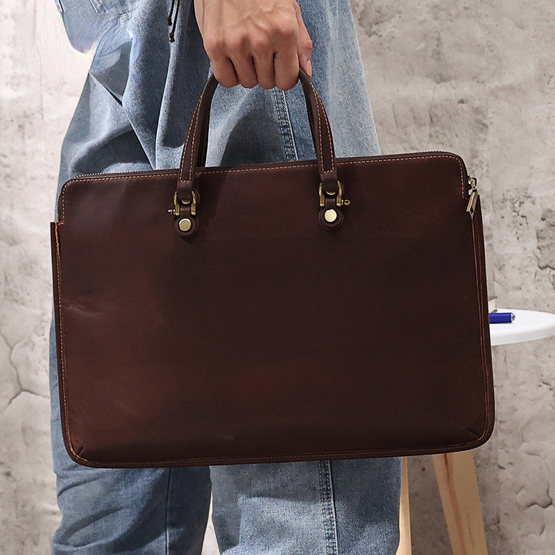 Vintage Leather Laptop Bag for Men 2120-Leateher Briefcase-Coffee-Free Shipping Leatheretro