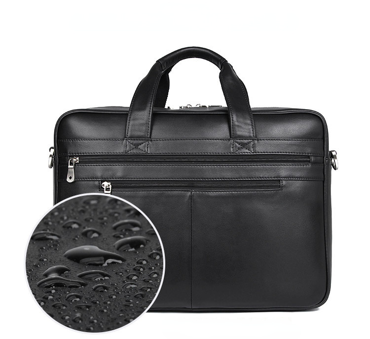 Black Genine Leather Business Briefcase 7319-Leather Briefcase-Black-Free Shipping Leatheretro