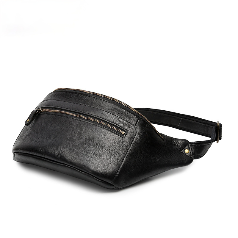 Men's Leather Waist Casual Bag 8725-Leather bags for men-Black Oil Leather-Free Shipping Leatheretro