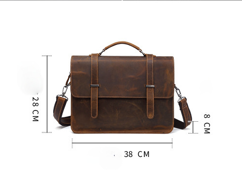 Vintage Crazy Horse Leather Business Briefcase Laptop J6148-Leather Briefcase-Dark Coffee-Free Shipping Leatheretro