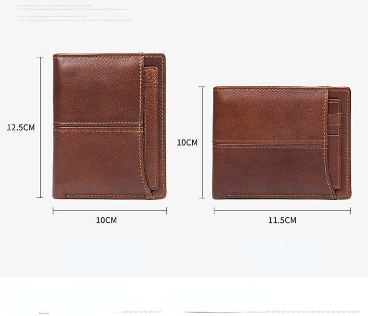 Vintage Cowhide Leaher Short Wallets 8107-Handbags, Wallets & Cases-Vertical-Chocolate-Free Shipping Leatheretro