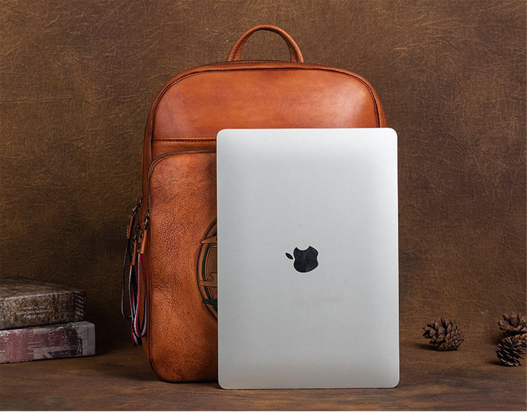 Vintage Cowhide Handmade Leather Laptop Backpack 9772-Backpacks-Brown-Free Shipping Leatheretro