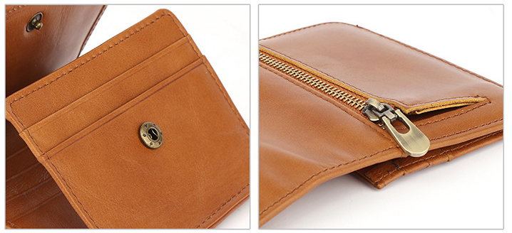 Women Foldable Zippered Leather Wallet JK136-Leather Wallet-Black-Free Shipping Leatheretro