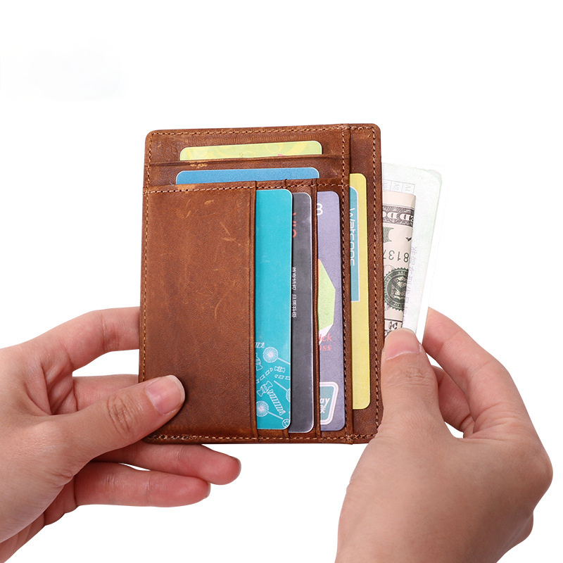 Vintage Handmade Leather Card Coin Zipper Cases JK056-Coffee-Free Shipping Leatheretro