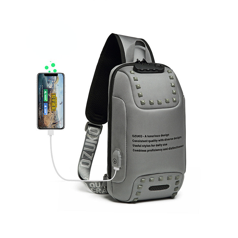 Waterproof Oxford Fabric Casual Chest Bags for Men 0424-Bicycle Bags & Panniers-White-Free Shipping Leatheretro