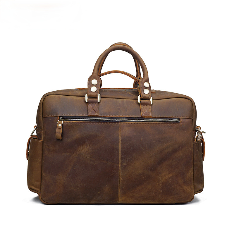 Distressed Leather Travel Briefcase B8058-Leather Briefcase-Brown-Free Shipping Leatheretro