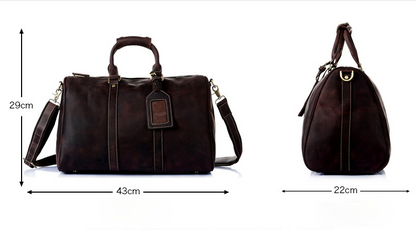Retro Leather Portable Travel Duffle Bags D-8016-Leather Duffle Bags-Dark Brown-Free Shipping Leatheretro