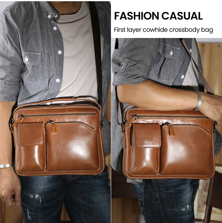 New Fashion Small Casual Leather Briefcase X1005-Leather Briefcase-Coffee-Free Shipping Leatheretro