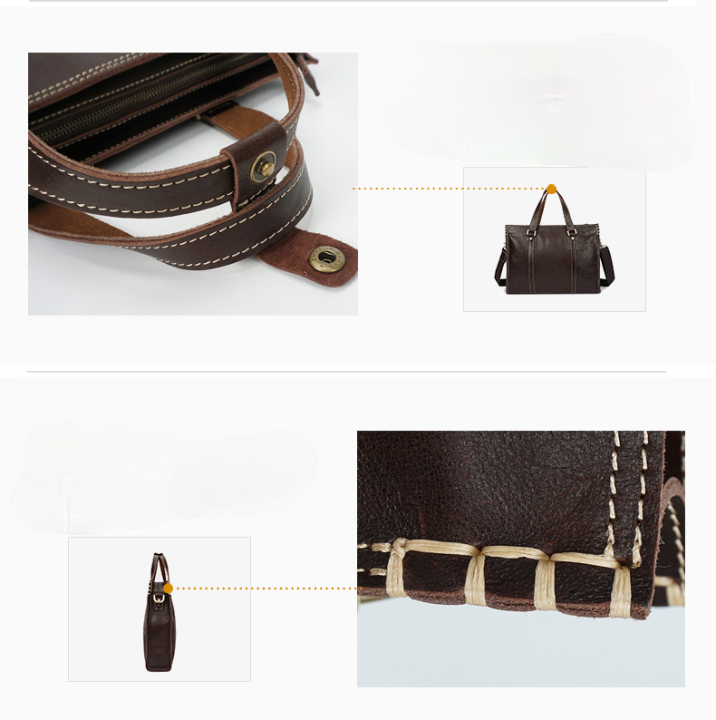 Vintage Shoulder Leather Laptop Briefcase B-8083-Leather Briefcase-Coffee-Free Shipping Leatheretro