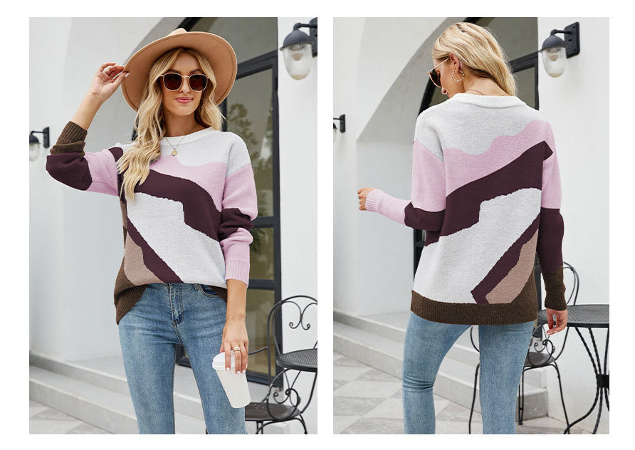 Women Round Neck Knitted Pullover Sweaters-Shirts & Tops-Wine Red-S-Free Shipping Leatheretro