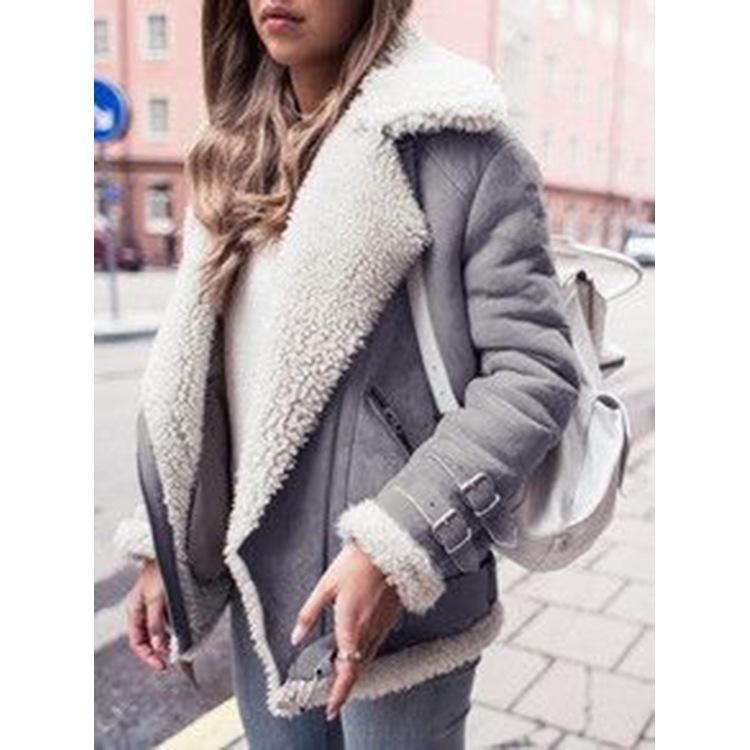 Women Winter Motorcycle Wool Overcoat-Outerwear-Gray-S-Free Shipping Leatheretro