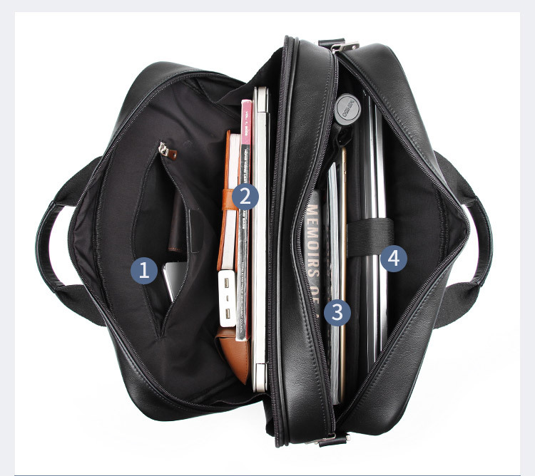 Black Genine Leather Business Briefcase 7319-Leather Briefcase-Black-Free Shipping Leatheretro