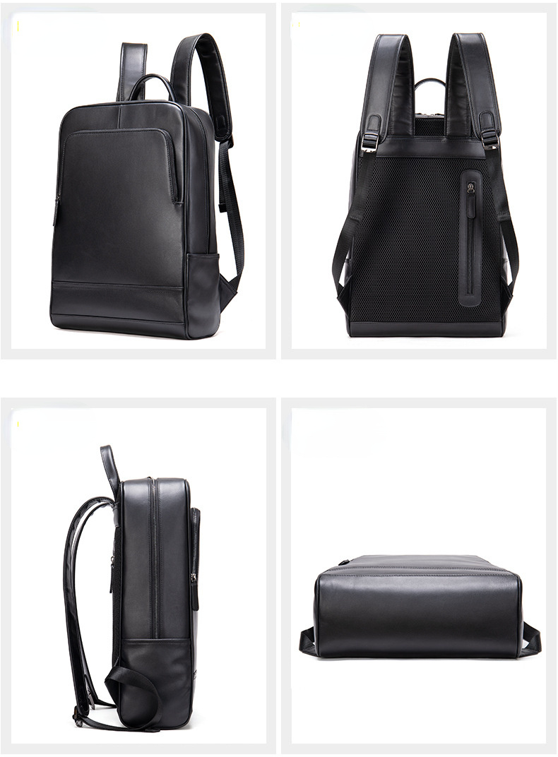 Genuine Cowhide Leather Business Backpack for Men 8110-Leather Backpack-Black-Free Shipping Leatheretro