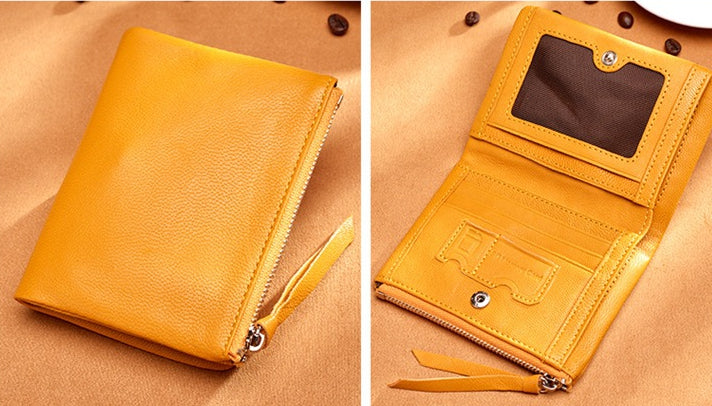 Lovely Sheepskin Zipper Leather Wallets for Women 3435-Handbags, Wallets & Cases-Green-Free Shipping Leatheretro