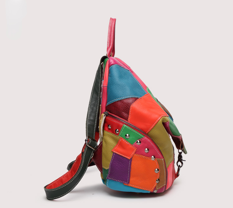 Fashion Colorful Leather Backpack for Women 1308-Leather Backpack for Women-Black-Free Shipping Leatheretro