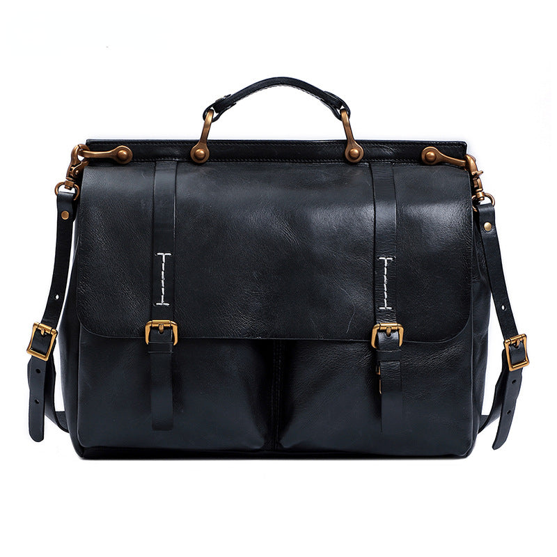 Vintage Large Storage 15.6" Leather Business Bag for Women 8781-Briefcases-Black-Free Shipping Leatheretro