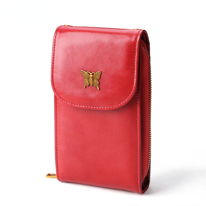 Vintage Chain Crossbody Leather Mini Cellphone Bags 8726-Handbag & Wallet Accessories-Red-Free Shipping Leatheretro