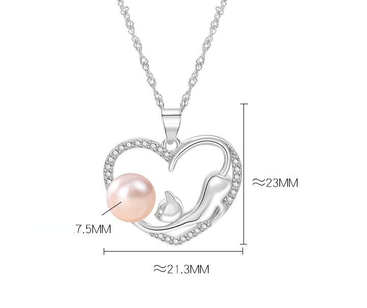 Designed Sterling Silver Necklace for Women 1793-Necklaces-White Pearl-Free Shipping Leatheretro