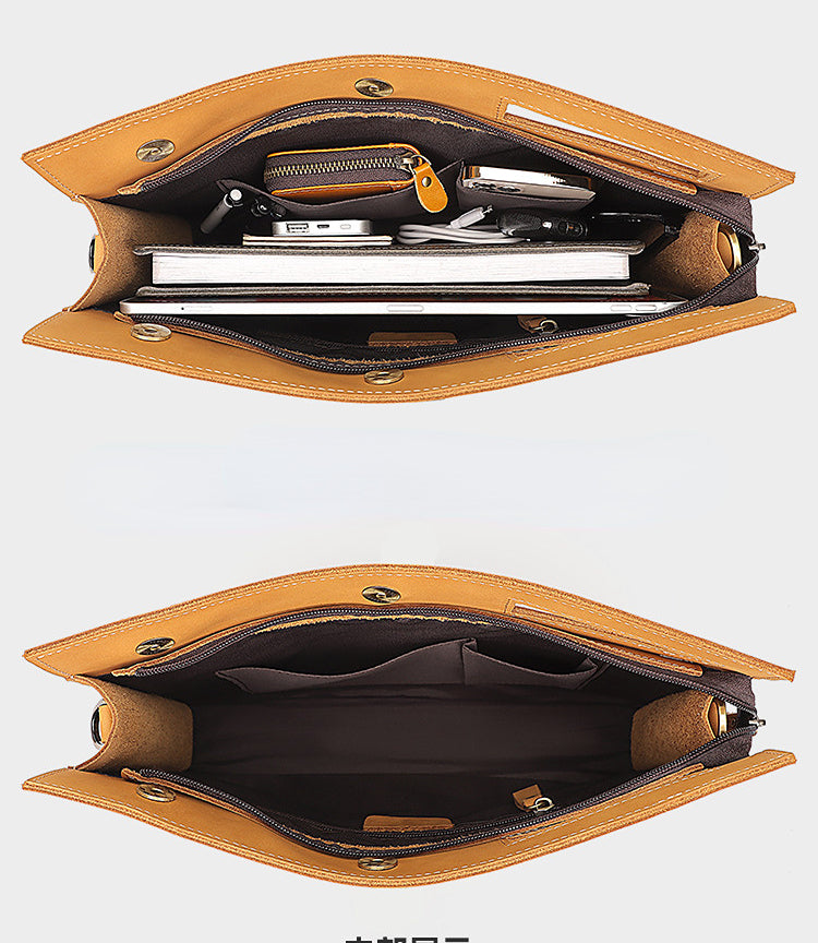 Vintage Crazy Horse Leather Crossbody Business Bags 0011-Briefcases-Black-Free Shipping Leatheretro