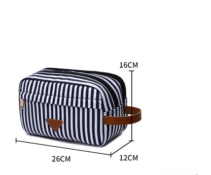 Blue Stiped Cosmetics Storage Bag 7887-Cosmetic & Toiletry Bags-Blue Striped-Free Shipping Leatheretro