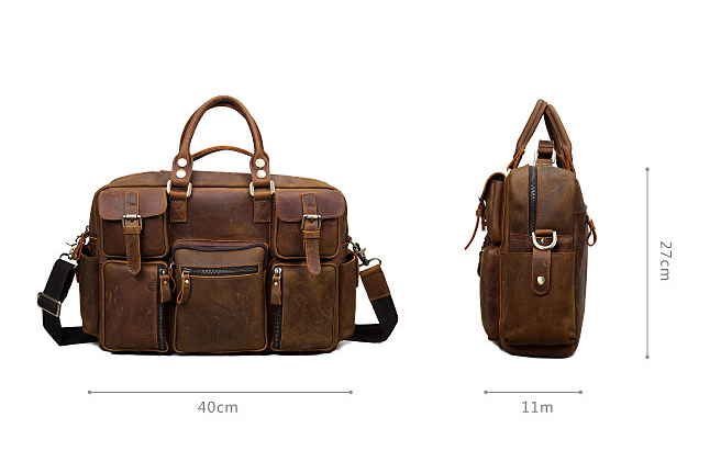 Distressed Leather Travel Briefcase B8058-Leather Briefcase-Brown-Free Shipping Leatheretro