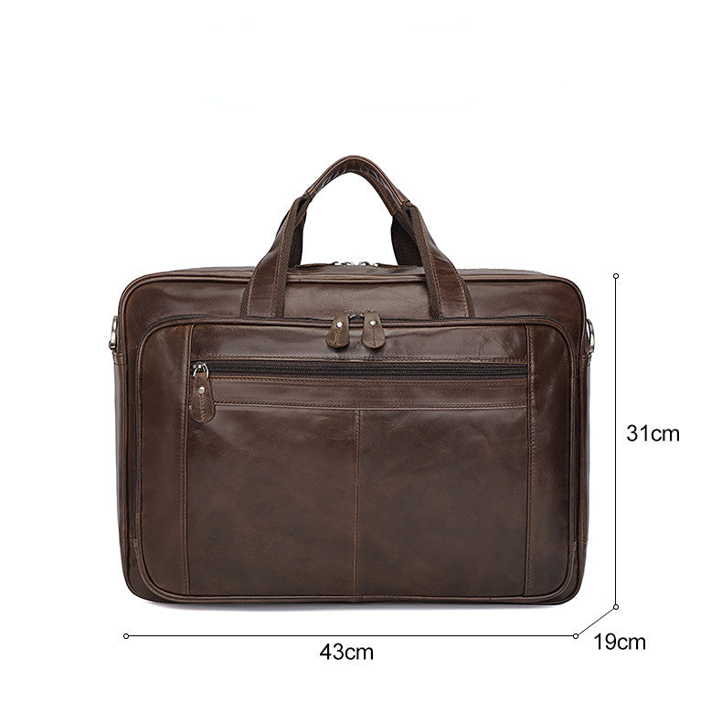 Vintage Leahter Briefcase 17" Leather Laptop 7320-Briefcases-Coffee-Free Shipping Leatheretro