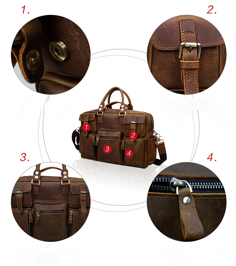 Distressed Leather Travel Briefcase B8058-Leather Briefcase-Brown-Free Shipping Leatheretro