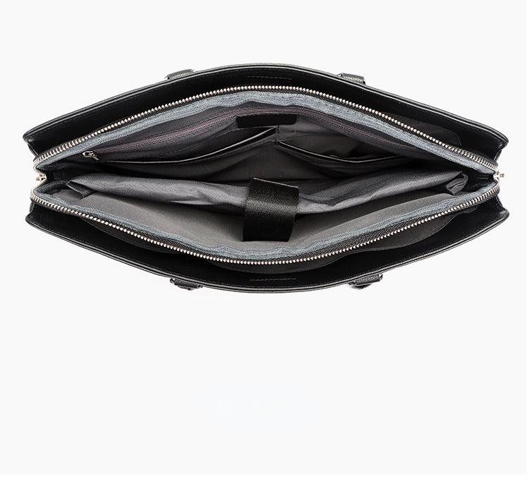 Black Cowhide Leather Briefcase for Men 7428-Briefcases-Black-Free Shipping Leatheretro