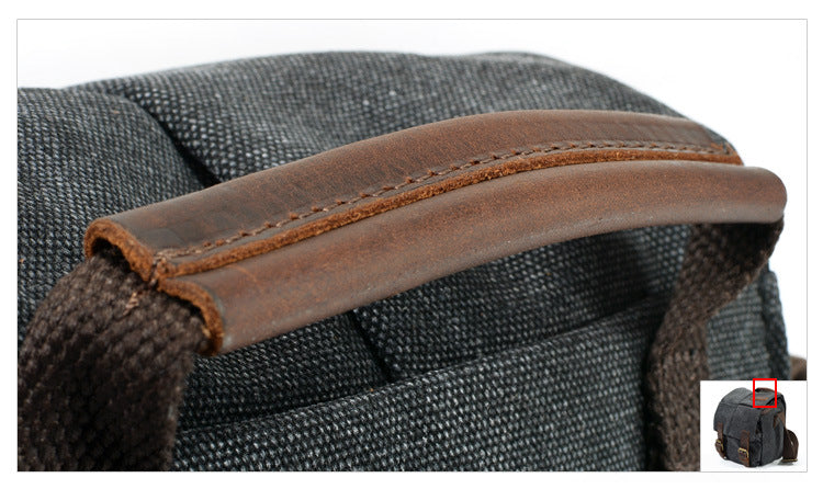 Vintage Leather Canvas Waterproof Camera Bag C9162-Leather Camera Bag-Brown-Free Shipping Leatheretro