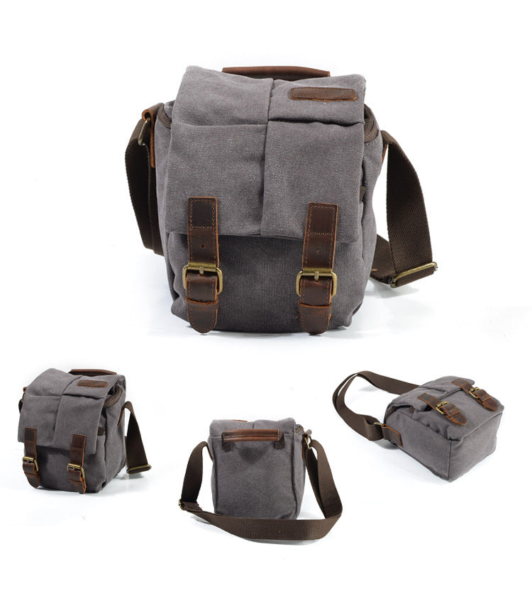 Vintage Leather Canvas Waterproof Camera Bag C9162-Leather Camera Bag-Brown-Free Shipping Leatheretro