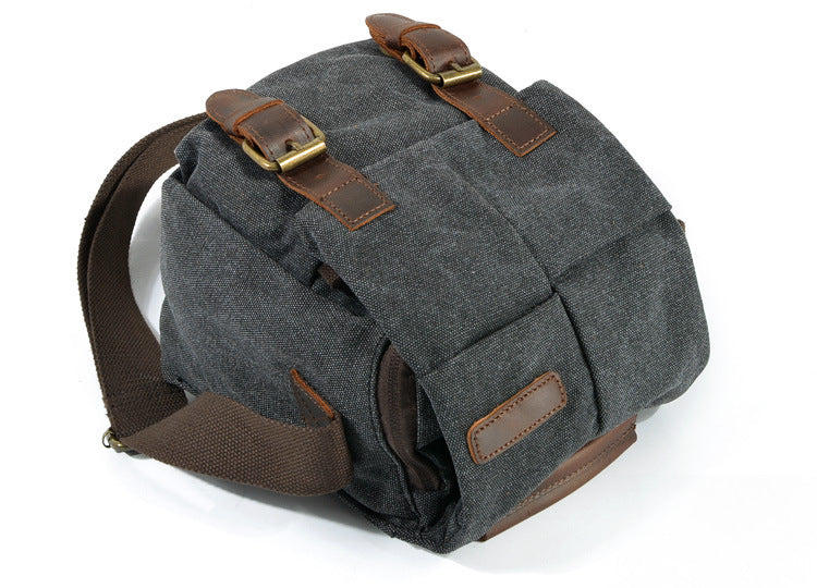 Vintage Leather Canvas Waterproof Camera Bag C9162-Leather Camera Bag-Brown-Free Shipping Leatheretro