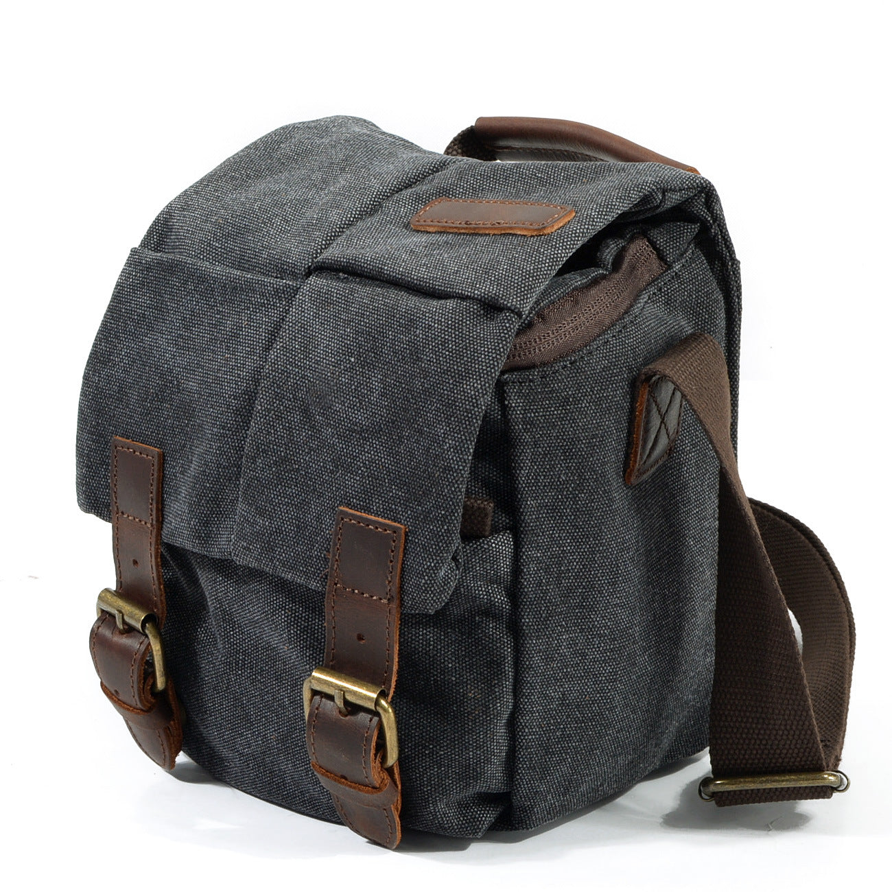 Vintage Leather Canvas Waterproof Camera Bag C9162-Leather Camera Bag-Brown-Free Shipping Leatheretro