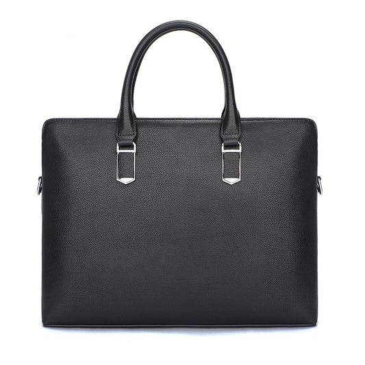 Black Cowhide Leather Briefcase for Men 7428-Briefcases-Black-Free Shipping Leatheretro