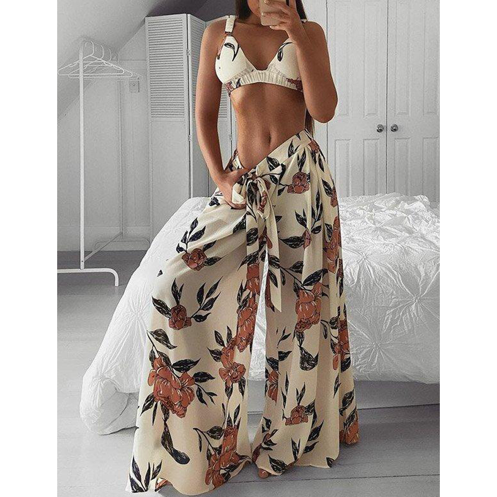 Women Casual Floral Printed Two-Piece Suits-Two Pieces Suits-SAME AS THE PICTURE-S-Free Shipping Leatheretro