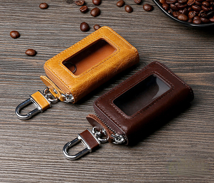 Vintage Cowhide Leather Car Key Cases 9007-Leather Key Case for Car-Coffee-Free Shipping Leatheretro