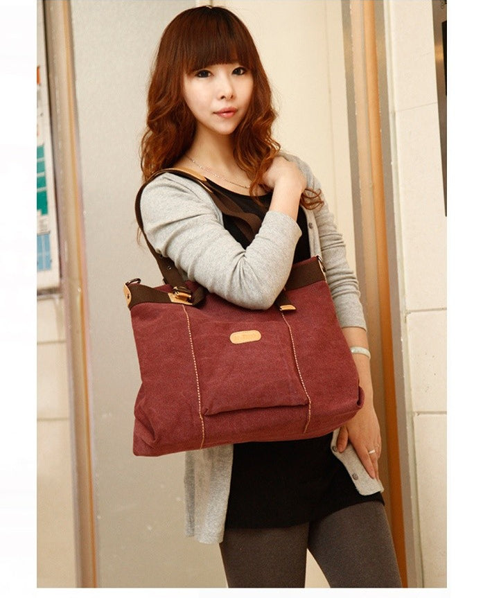 Canvas Large Tote Handbags for Women K995-Handbags-Red-Free Shipping Leatheretro