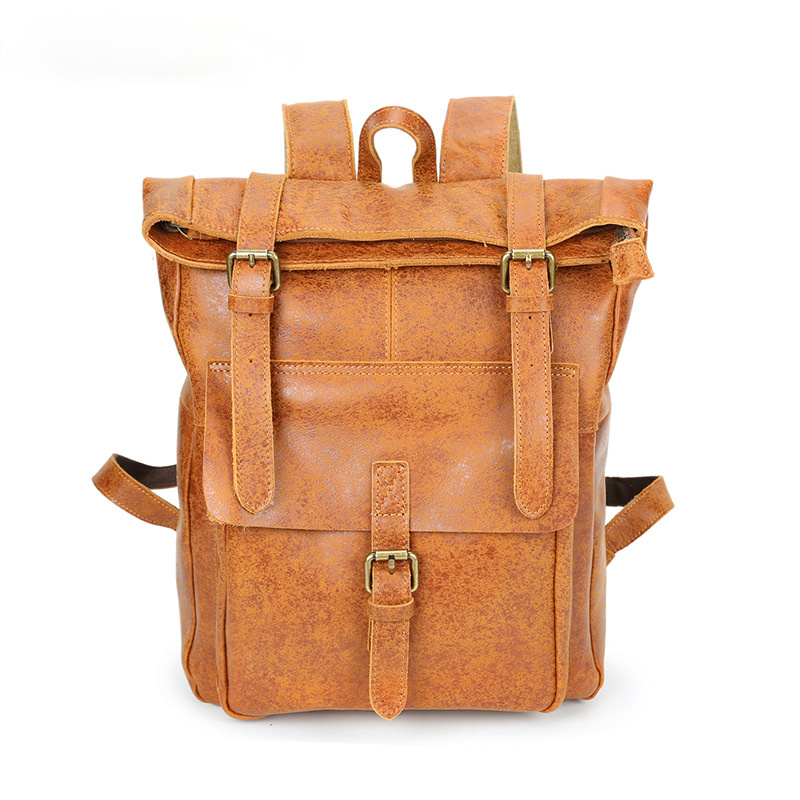 Vintage Leather Travel Backpack B8186-Leather Backpack-Light Brown-Free Shipping Leatheretro