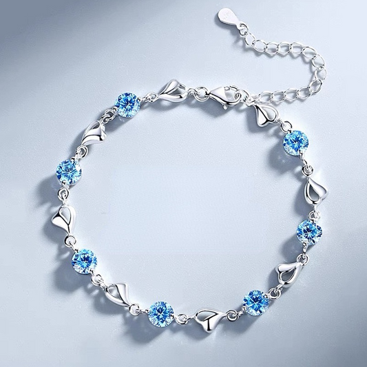 Fashion Lover Luxury Sterling Sliver Bracelet for Women-Bracelets-Blue-Free Shipping Leatheretro