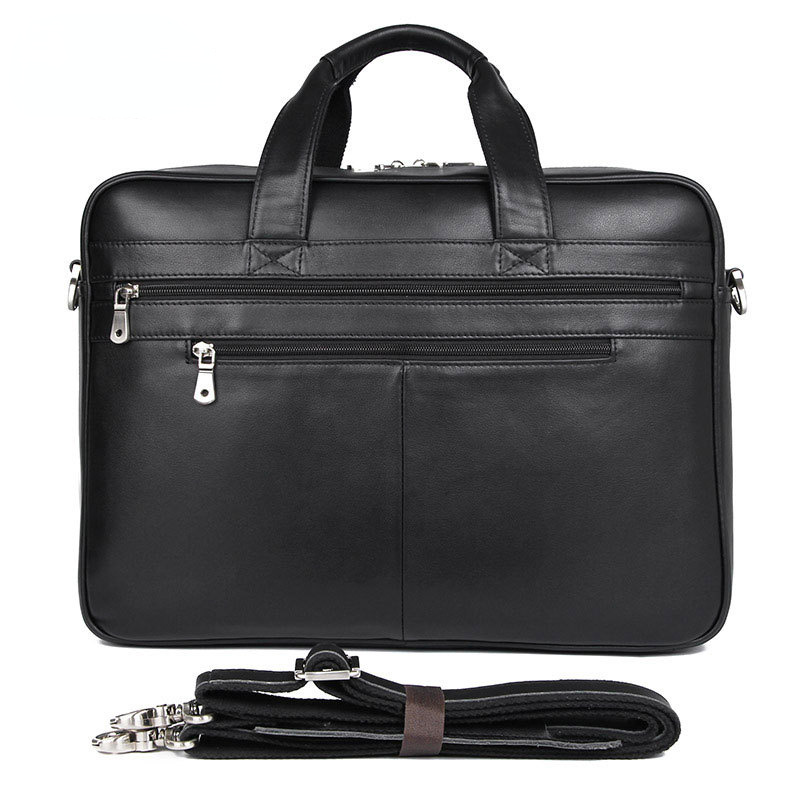 Black Genine Leather Business Briefcase 7319-Leather Briefcase-Black-Free Shipping Leatheretro